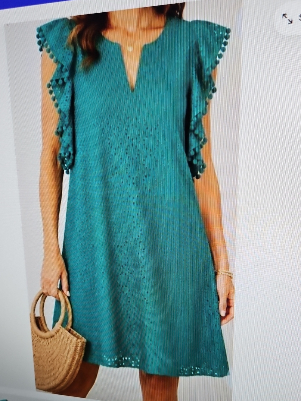 LILLY PULITZER TEAL ASTARA EYELET V NECK DRESS SZ XXS